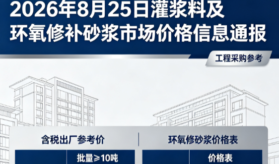 常平镇2026年8月25日灌浆料及环氧修补砂浆市场价格信息通报